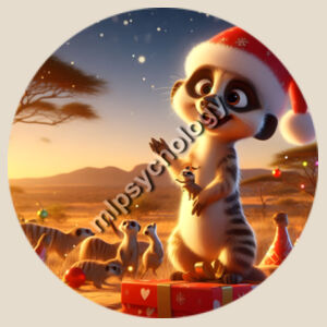 Festive Wilderness - Meerkat - Round Wood Ornament Design