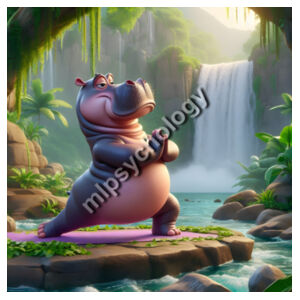 Peaceful Pose – Wild Serenity in Every Stretch -Hippo - Tea Towel Design