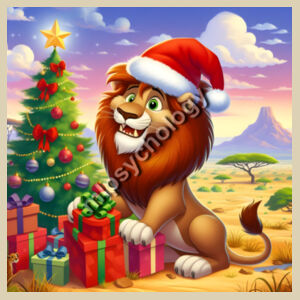 Festive Wilderness - Lion - Christmas Eve Bag Design