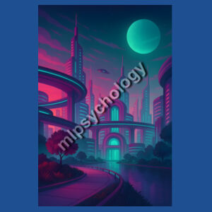 Futuristic World (Pink/Blue Hues) - Gildan Mens Softstyle T-Shirt Design