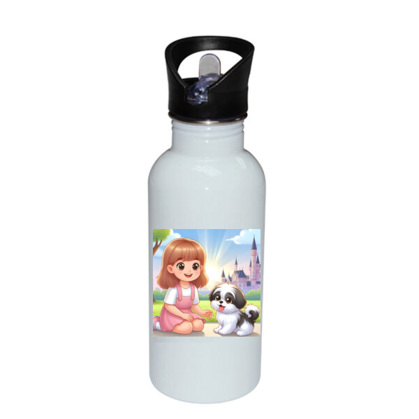 Puppy Love Delight - Stainless Bottle with Straw Top 2 Thumbnail