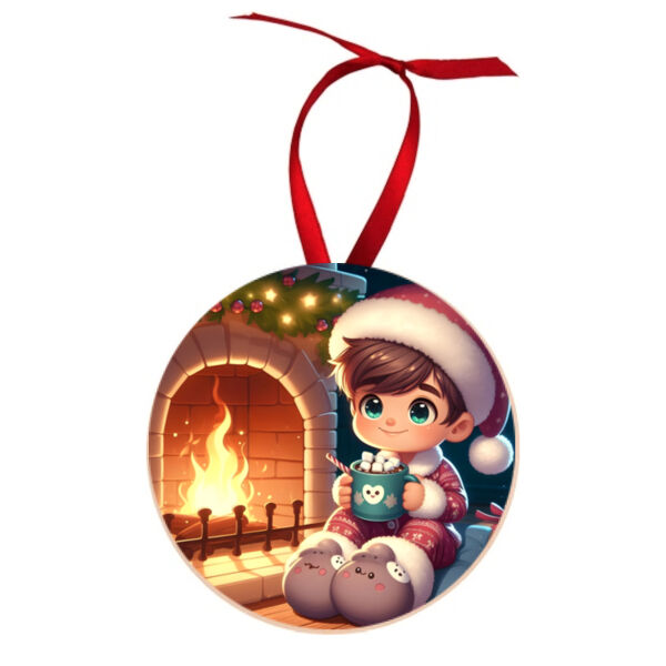 Hearthside Delight - Round Wood Ornament Thumbnail