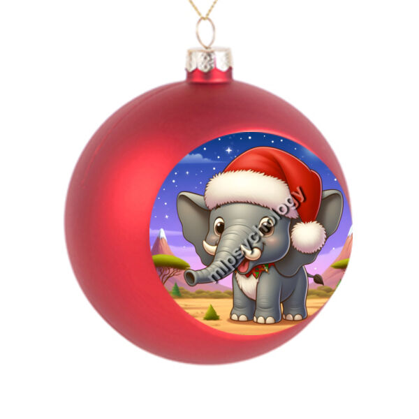 Festive Wilderness - Elephant - Christmas Ball Ornament  Thumbnail