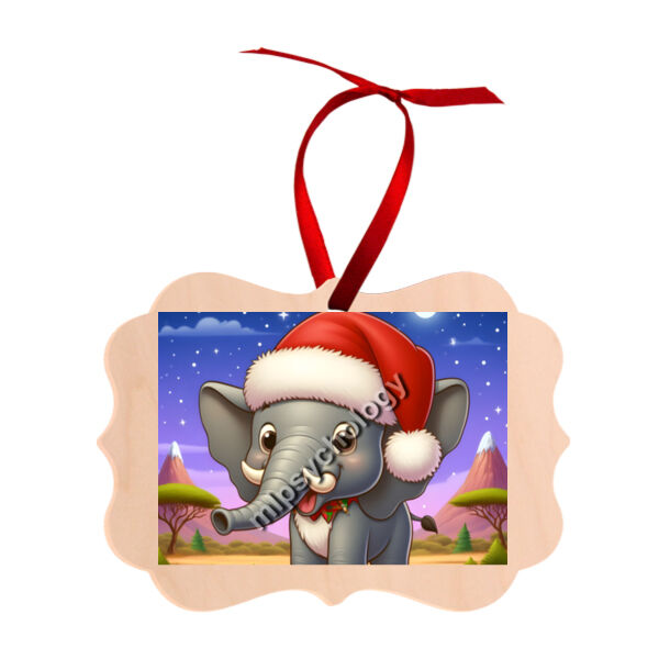Festive Wilderness - Elephant - Benelux Natural Wood Ornament 3 Thumbnail