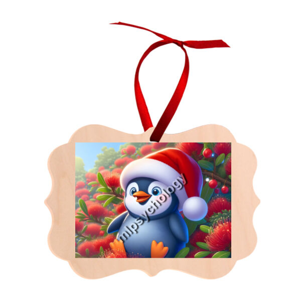 Festive Wilderness - Little Blue Penguin - Benelux Natural Wood Ornament  Thumbnail