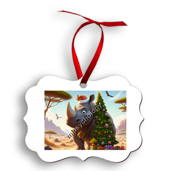 Festive Wilderness -Rhino - Benelux Natural Wood Ornament  - Benelux Aluminium Ornament Thumbnail