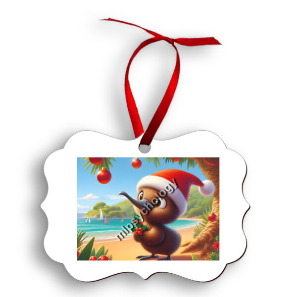 Festive Wilderness -Kiwi (Beach) - Benelux Natural Wood Ornament 5 - Benelux Aluminium Ornament Thumbnail