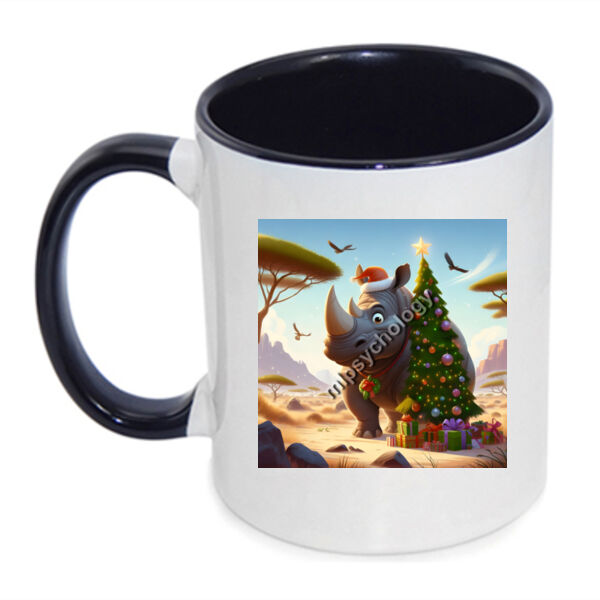 Festive Wilderness - Rhino - Inner Coloured Mug Thumbnail