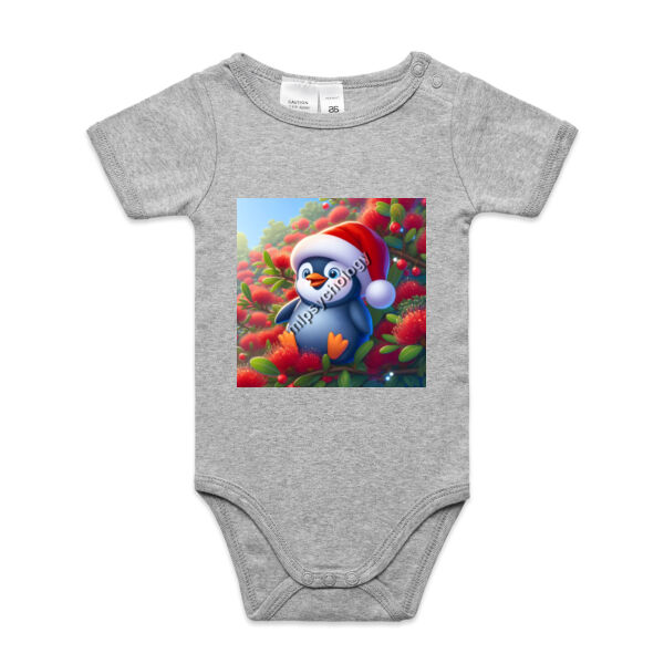 Festive Wilderness - Little Blue Penguin - AS Colour Organic Infant Mini-Me One-Piece Thumbnail