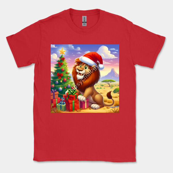Festive Wilderness -Lion - Gildan Mens Softstyle T-Shirt Thumbnail