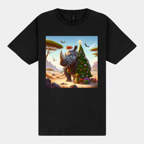 Festive Wilderness - Rhino - Gildan Mens Softstyle Midweight T-Shirt Thumbnail