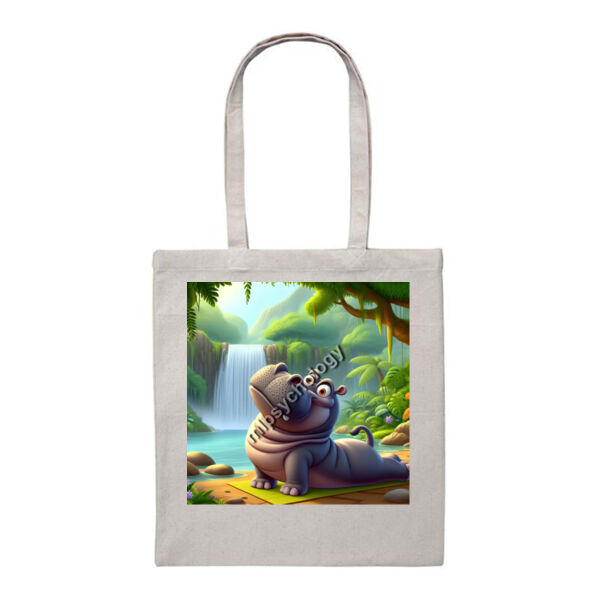 Peaceful Pose – Hippo - Heavy Duty Canvas Tote Bag Thumbnail