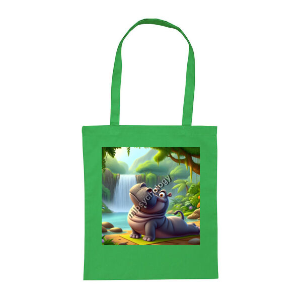 Peaceful Pose – Wild Serenity in Every Stretch -Hippo - Tote Bag Thumbnail