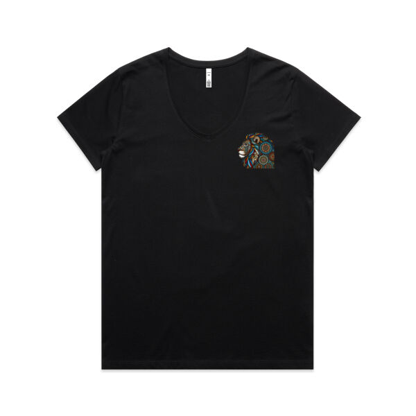 Lion Mandala  - AS Colour Womens Maple V Neck Tee Thumbnail