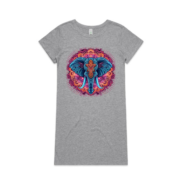 Elephant Mandala - AS Colour Womens Mika Organic Short Sleeved Dress Thumbnail