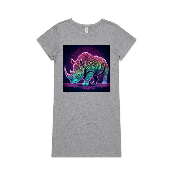 Rhino Mandala (pink) - AS Colour Womens Mika Organic Short Sleeved Dress Thumbnail