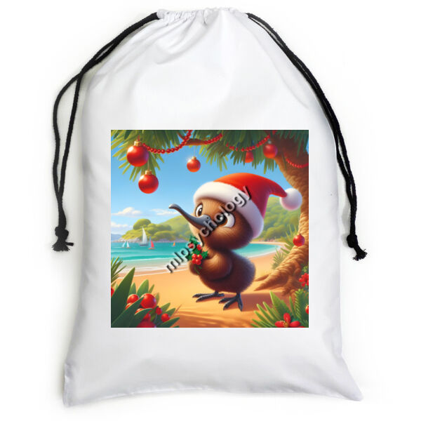 Festive Wilderness - Kiwi (Beach)  - Large White Canvas Santa Sack Thumbnail