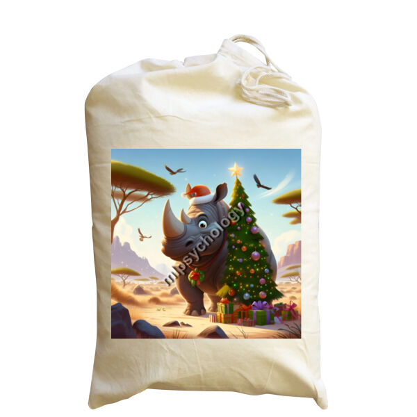 Festive Wilderness - Rhino - Medium Calico Santa Sack Thumbnail