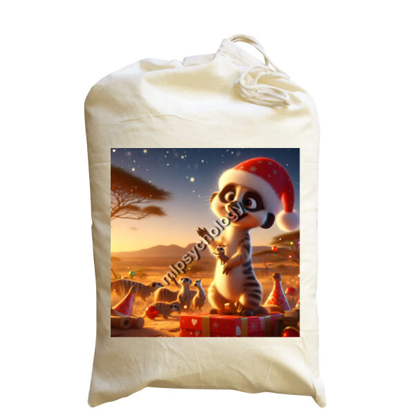 Festive Wilderness - Meerkat - Medium Calico Santa Sack Thumbnail