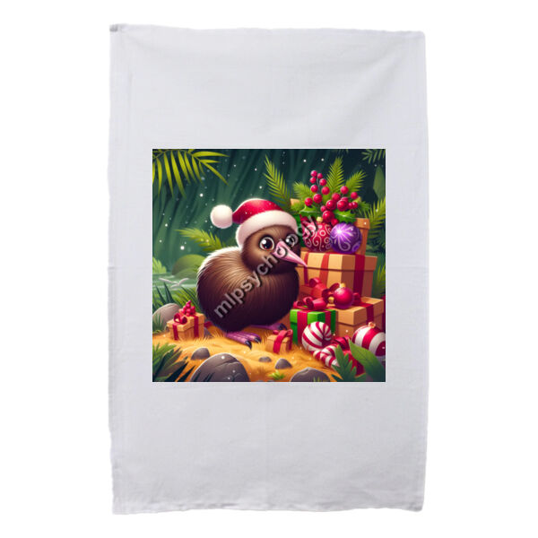 Festive Wilderness - Kiwi (Forest) - White Tea Towel Thumbnail