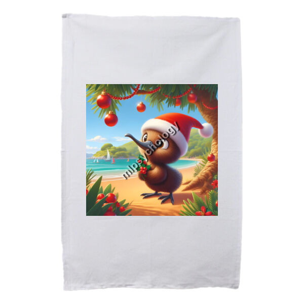 Festive Wilderness - Kiwi (Beach)  - White Tea Towel Thumbnail