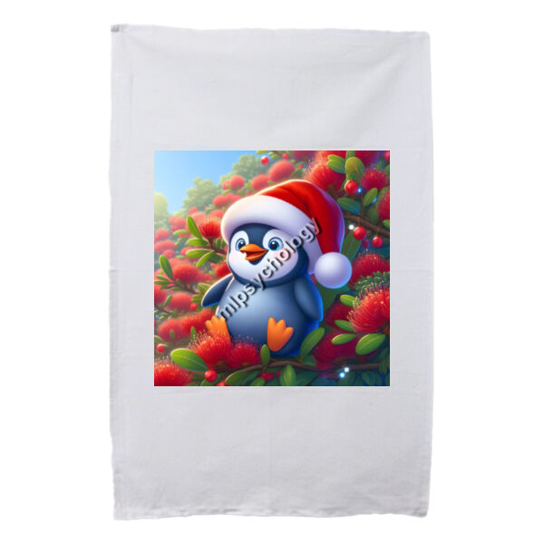 Festive Wilderness - Little Blue Penguin - White Tea Towel Thumbnail