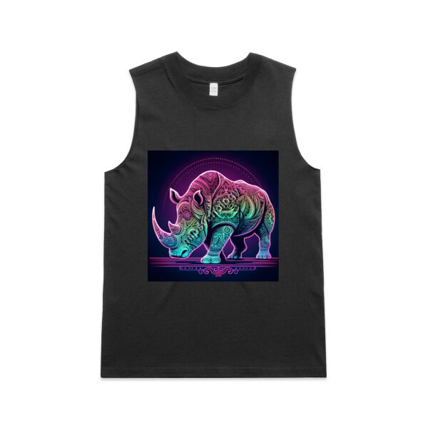 Rhino Mandala (pink) - Full Image - AS Colour Womens Heavy Faded Tank Thumbnail