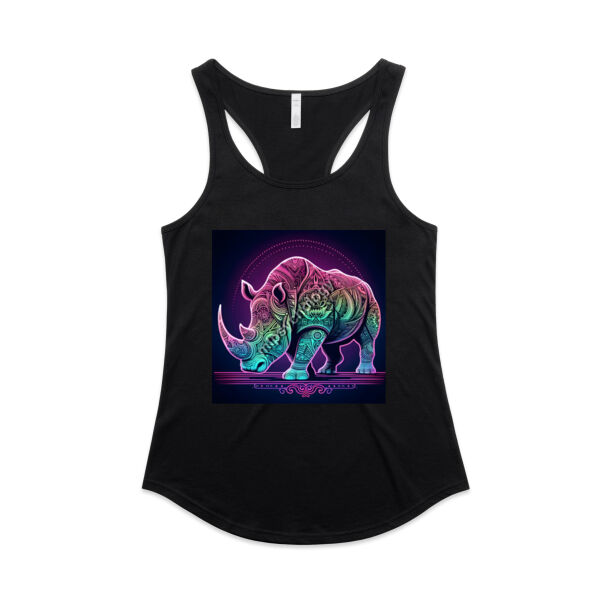 Rhino Mandala (pink) - Full Image - AS Colour Womens Mali Racerback Singlet Thumbnail