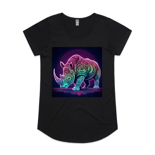 Rhino Mandala (pink) - Full Image - AS Colour Womens Mali Tee Thumbnail